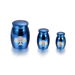 3 size(S/M/L) 5pcs/Lot Cheap Wholesale Blue Stainless Steel Mini Memorial Urn Jewellery Hold pet/Human Cremation Ashes Funeral Locket Jewellery