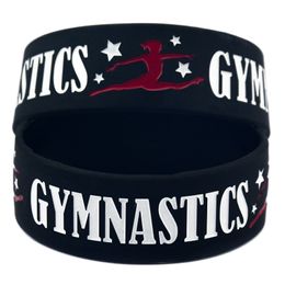 50PCS Gymnastics Silicone Rubber Bracelet One Inch Wide Sports Gift Soft And Flexible Black Adult Size