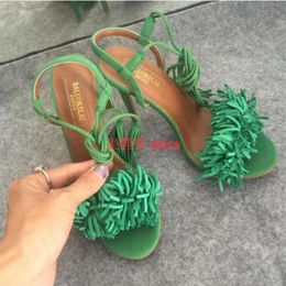 2017 summer women gladiator sandals sexy open toe tassel sandals dress shoe leather fringe high heels party shoes thin heel 12cm