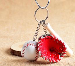 30pcs Mixed Colours Baseball Gloves Wooden Bat Keychains 3 Inch Pack Of 12 Key Chain Ring for bag parts&accessories