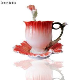 Creative Tea Cup UK Super Porcelain Enamel Poppy Tea Coffee Cup Wedding Birthday Gift Breakfast Coloured Drawing