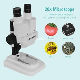 Freeshipping 20X LED Binocular Stereo Microscope PCB Solder Tool Insect Plant Watch Students Science Educational Microscope Kids Gift