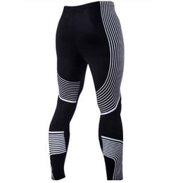 Wholesale- Mens Compression Pants sweatpants Slim Tights Splicing Fashion Pants bodybuilding Men Joggers Skinny Leggings Trousers GFDC