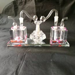 Vaso in cristallo doppio congiunto, bong in vetro all'ingrosso, narghilè in vetro, accessori per tubi di fumo