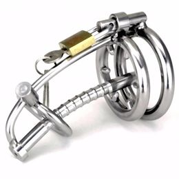 Sex Toys Male Metal Chastity Belt With Urethral Sound Penis Ring Stainless Steel Cock Cage Device Plug Urethrals Catheter