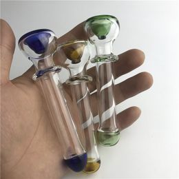 4.5 Inch Glass Hand Pipes for Smoking with Green Blue Brown Clear Glass Filter Tips Colorful Thick Pyrex Straw Tobacco Pipe