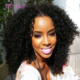 Kinky Curly Weave Lace Front Human Hair Wigs 8-24 Natural Color Brazilian Indian Malaysian Peruvian Mongolian None-Remy Full Lace Human Wigs