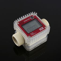 Freeshipping New K24 LCD Turbine Digital Fuel Flow Meter for Chemicals Water Sea Adjust Red Color
