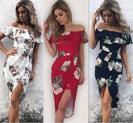 Summer Women bohemian beach Dress Boho Sexy Off Shoulder Floral Print Long Maxi Party Beach Sundress Long Maxi Dress vestidos femininos new