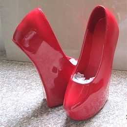 20CM Heel Height Sexy PU Round Toe Hoof Heel Pumps Party Shoes US size 6-14 NO.WG10-3