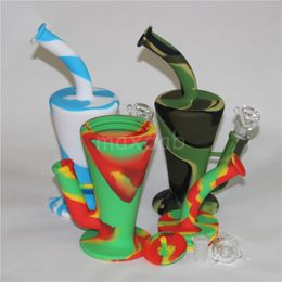 new arrival mini silicone drum water pipe silicone beaker rigs portable unbreakable bongs 9 Colours for choice dhl free