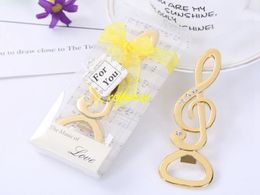 50pcs/lot Fast Shipping Gold Music Note Beer bottle opener With Shinning diamond for Wedding party gift favor