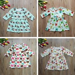 2018 Spring Girls Dresses Boutique Girls Clothing Kids Dresses for Girls Long Sleeve Dress Cotton Flower Girl Dress Infant Toddler Clothes