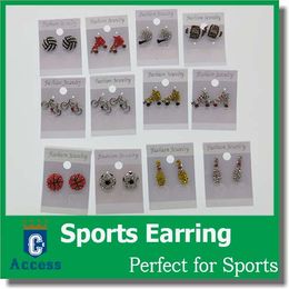 Earring Softball Baseball Football Basketball Volleyball Soccer Rhinestone Crystal Bling for Girls Headbands Sports