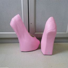 20CM Heel Height Sexy PU Round Toe Hoof Heel Pumps Party Shoes US size 6-14 NO.WG10-4