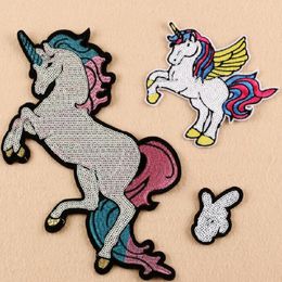 Iron On Patches DIY sequined Patch sticker For Clothing clothes Fabric Badges Sewing shiny glitter unicorn white etc