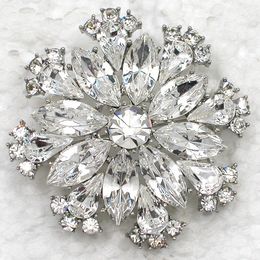 marquise brooch UK - Wholesale Fashion Brooch Rhinestone Marquise Flower Pin brooches Wedding party prom jewelry Gift C101454