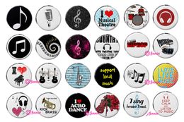 New Arrival DIY 18mm Cabochon Glass Stone Buttons Musical Music Note Snaps Button for 18mm Snap Bracelet Necklace Ring Earrings