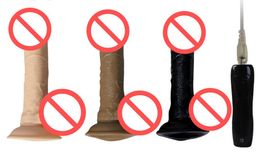 Vibrating Dildo Realistic Dildo Vibrator Massager with Suction Cup Vibrate Penis Dildos Female Adult Sex Toys Flesh/Coffee/Black