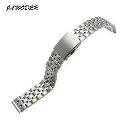 JAWODER Watch band 10 12 14 16 18 19 20mm Pure Solid Stainless Steel Polishing+Brushed Watch Strap Deployment Buckle Bracelets