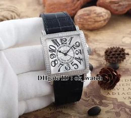 NEW Luxury mens watch Master Square Women's Japan Quartz Watch 6000 H SC DT white dial Diamond bezel lady fashion Watches Leather strap