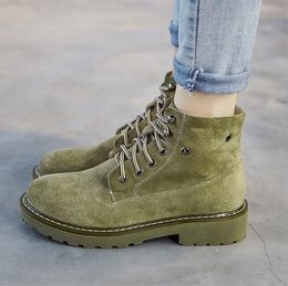 Women Ankle Boots Fashion Outdoor Winte Lace up Genuine Leather Classic Military High Top Casual Waterproof Shoes