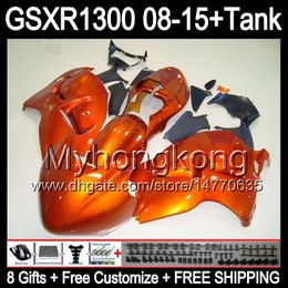 8gifts gloss orange For SUZUKI Hayabusa GSXR1300 08 15 GSXR-1300 14MY75 GSXR 1300 GSX R1300 08 09 10 11 12 13 14 15 Fairing orange black Kit