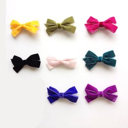 Velvet Material Bowknot Hair Clips Double Ribbon Headwear Soft Colour for Princess New Design Autumn and Winter Style Charm Bow hairpins