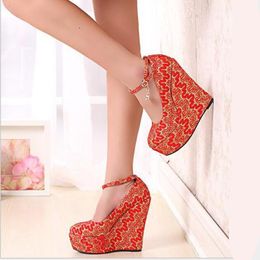 15CM Heel Height Sexy Round Toe Wedges Heel Pumps Platform Party Shoes heels US size 3-10.5 No.1258-9A