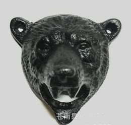 Vintage Style Cast Iron Bear Design Beer Soda Top Opener Wall Mounted Glass Bottle Cap Opener Durable Kitchen Bar Openers Tools