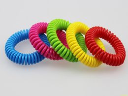 50pcs/lot Free Shipping Anti Mosquito Repellent Spring Bracelets Pure Natural Baby Wristband Hand Ring random colors