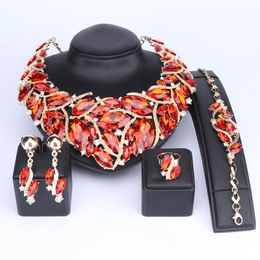 12 Colors Fashion Indian Jewellery Bohemia Crystal Necklace Sets Bridal Jewelry Brides Party Wedding Accessories Decoration