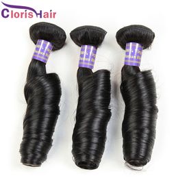 spring curl weave human hair Australia - Excellent Brazilian Virgin Spring Bouncy Curly Weft 3 Pcs Aunty Funmi Spiral Curls Weave 100% Human Hair Extensions Natural Black