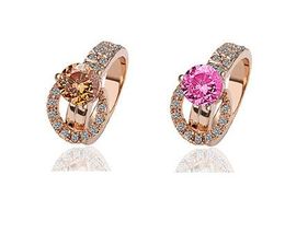 Gemstone Ring for Women Gold Plated Rings Fashion Jewelry Wedding Rings Diamond Rhinestone Size 18 mm Personality Wholesale Accessories DHL