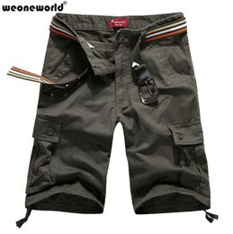 Wholesale-WEONEWORLD 2016 Hot Mens Cargo Shorts Cotton Multi Pocket Fashion Casual Short Pants Summer Man Bermuda Khaki Black Army Green