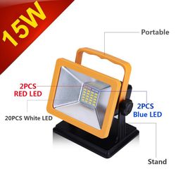 Free Shipping Rechargeable Battery Powered LED Work Light 15W 7H Lighting IP65 Spotlight Outdoor Camping Emergency Floodlights with SOS Mode