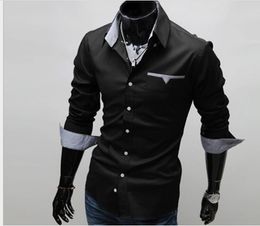 New Mens Shirts Casual Slim Fit Stylish Dress Shirts Men Long-sleeved Shirt