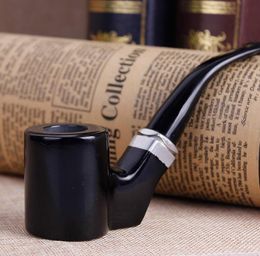 Smoking black sandalwood flat big pipe creative black ebony hammer men's curved wire bucket beginner