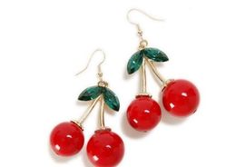 500pairs Cherry Dangle Earrings Lovely Red Fruit Ear Stud Crystal Rhinestone Fashion Charm Earrings Dangle for Women