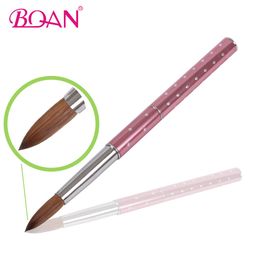 Wholesale- 10 Pcs Free Shipping 8# Brush for Nail Acrylic Brush Pen Metal Nail Brush with Diamond Kolinsky Hair