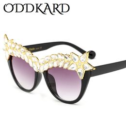ODDKARD New Elegant Crystal Fashion Women Sunglasses Modern Luxury Designer Cat Eye Sunglasses Premium Eyewear UV400