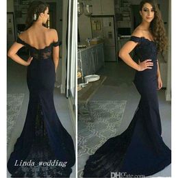 New Arrival Black Arabic Mermaid Evening Dress Off Shoulders Backless Lace Bodice Dubai Floor Length Long Party Gown Custom Made Plus Size