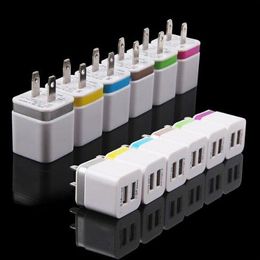 5 V 2.1A çift Duvar Şarj Mini metal USB AB / ABD Plug AC Adaptör Samsung s3 s4 s5 s6 s7 HTC Blackberry 100 adet