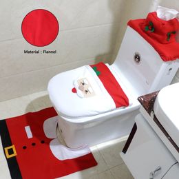 Three-Piece Santa Bathroom Set Santa Claus Snowman Style Toilet Covers Decorations Fast Shipping Drop Ship Hot