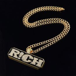 Newest 2017 18K Gold Plated Trendy Hip Hop Rich Pendant Necklace Long Chain For Men Woman Rapper Accessories 90cm