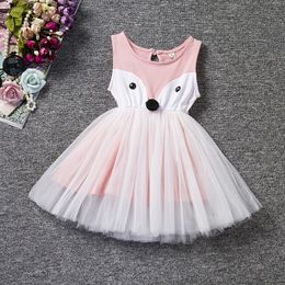 2017 summer girls dresses fox baby girl cute pink tutu skirts kids sleeveless dress children clothing