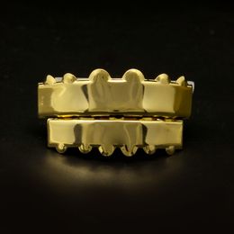 Gold Colour Hip Hop Teeth Grillz Top & Bottom Crown Teeth Grillz Set Mouth Silver Custom Teeth Caps Christmas Party Gift