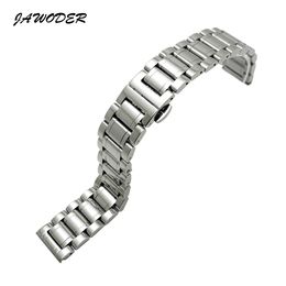 JAWODER Watch band 14 18 19 20 21 22 24 26mm Men Women Pure Solid Stainless Steel Polishing Watch Strap Deployment Buckle Bracelet
