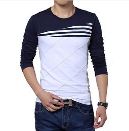 Hot Sale New Fashion O-Neck Trend Long Sleeve T Shirts Men Slim Fit Cotton High-quality Casual Men T-Shirt 4XL 5XL