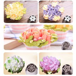 Wholesale- Pastry Tips Set 5Pcs/Lot Russian Tulip Icing Piping Nozzles Kitchen Cake Decoration Decor Tips Tool #83838